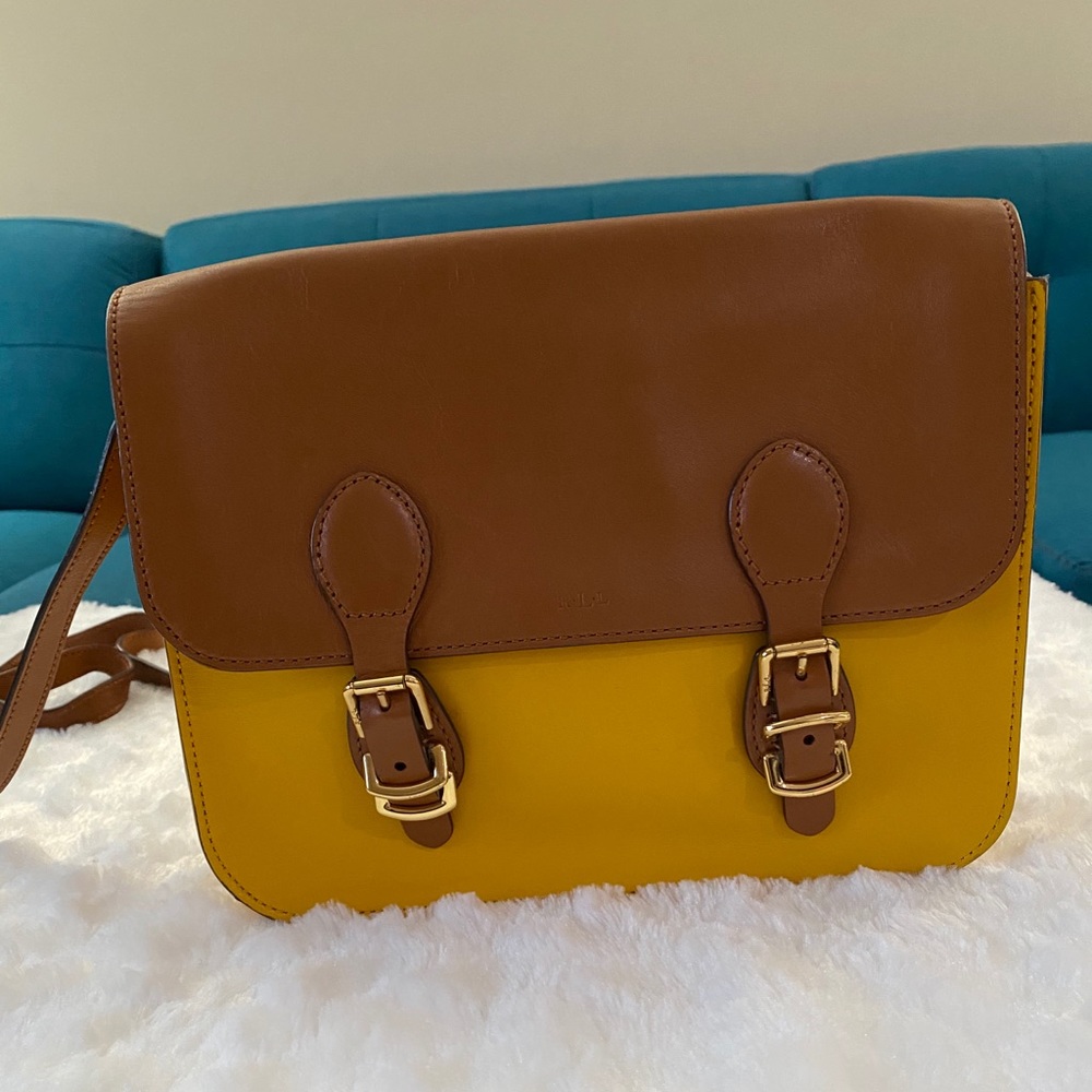 Ralph Lauren RLL brown and yellow should bag purse